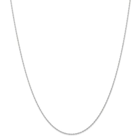 0.95mm 10k White Gold Solid Cable Rope Chain Necklace, 20 Inch